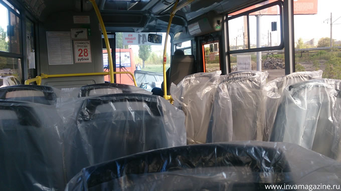 Автобус с подъёмником в Нижнем Новгороде. Вид изнутри.