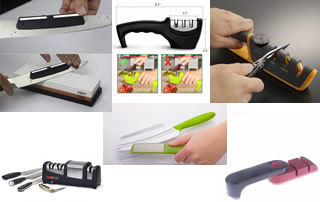 Механическая или электрическая точилка с регулируемым углом заточки ножей, брусок для заточки керамических ножей