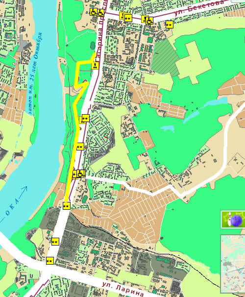 схема маршрута на карте Нижнего Новгорода ПКиО Швейцария